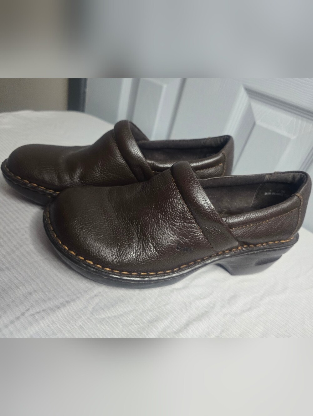 B.O.C. by Born Brown Leather Slip On Comfort Shoes Womens 7 EU 38 Career Casual